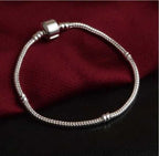 Women's Silver Plated Snake Chain With Bangle Fit Bead Bracelet