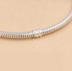 Women's Silver Plated Snake Chain With Bangle Fit Bead Bracelet