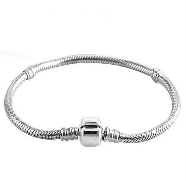 Women's Silver Plated Snake Chain With Bangle Fit Bead Bracelet