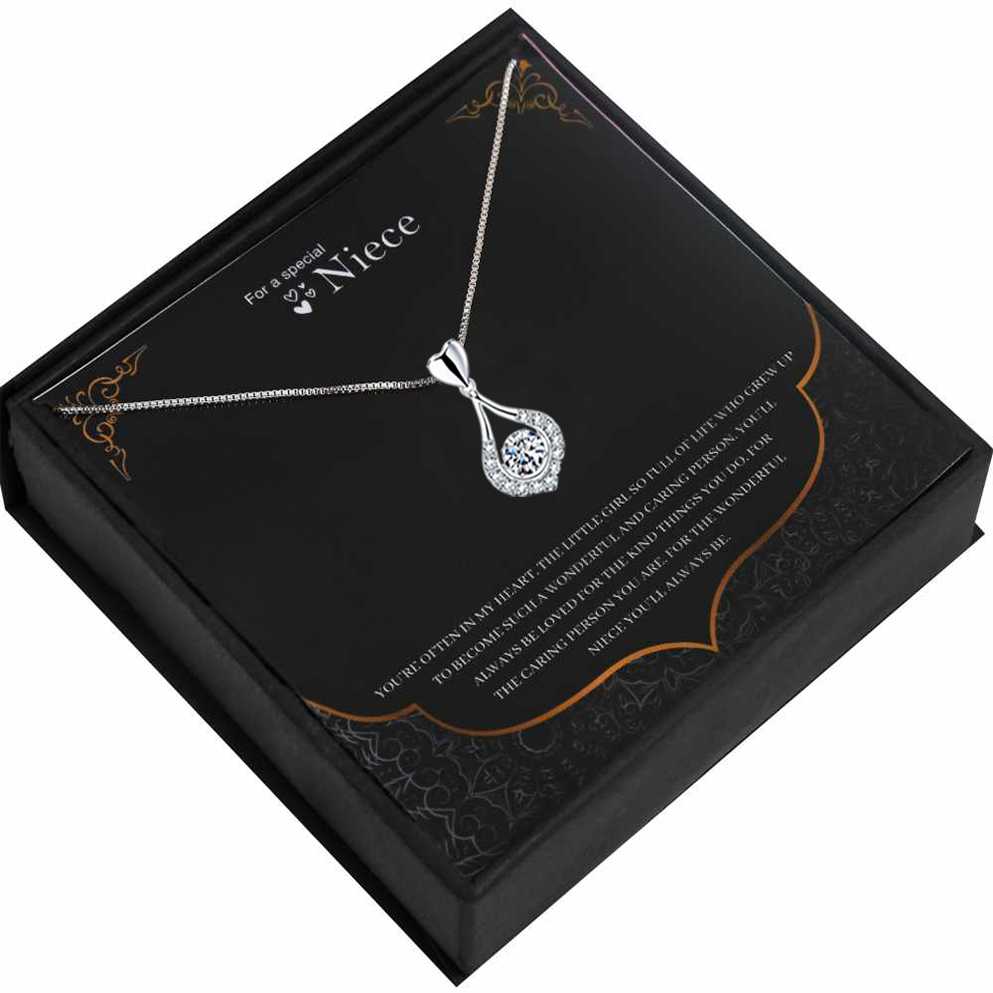 Women's Silver Plated Teardrop Necklace With Special Niece Message Card