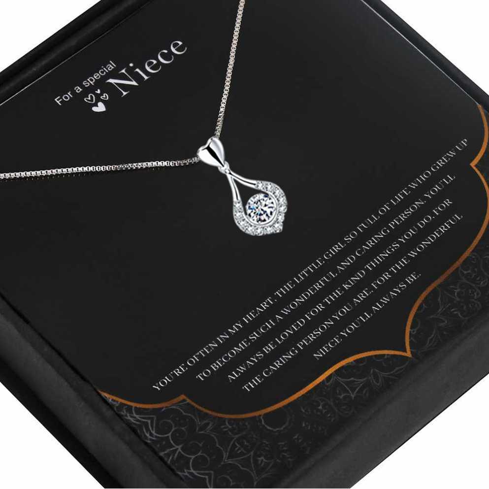 Women's Silver Plated Teardrop Necklace With Special Niece Message Card
