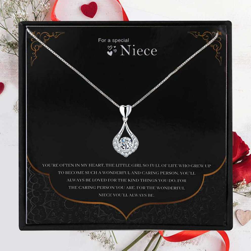 Women's Silver Plated Teardrop Necklace With Special Niece Message Card