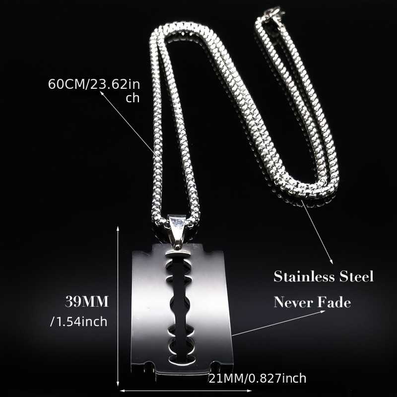 Gothic Razor Blade Design Pendant Necklace for Men