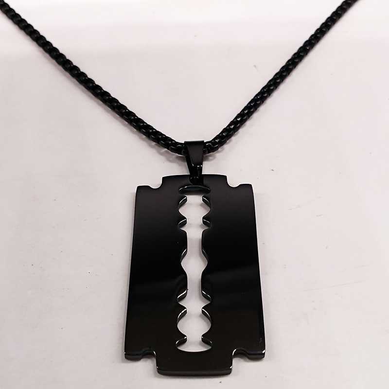 Gothic Razor Blade Design Pendant Necklace for Men
