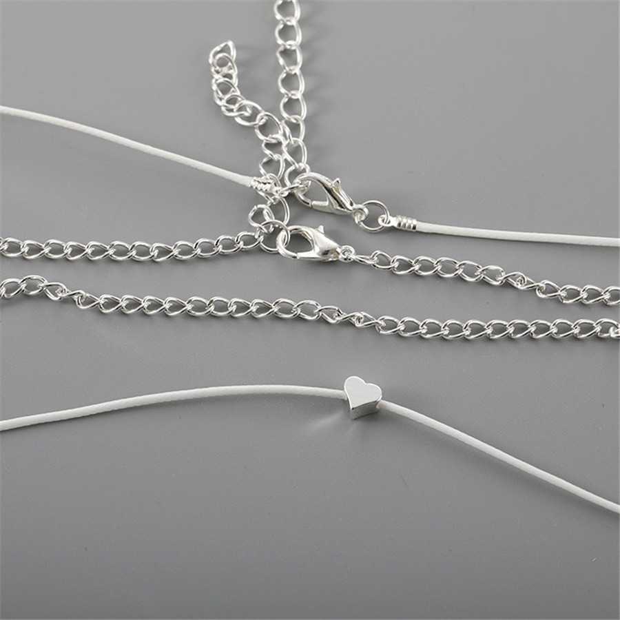 Bohemian Multi Strand Ankle Bracelet For Women With Silver Plated Heart