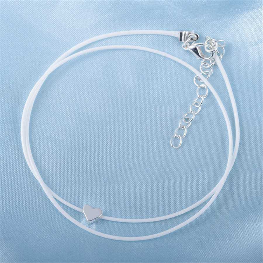 Bohemian Multi Strand Ankle Bracelet For Women With Silver Plated Heart