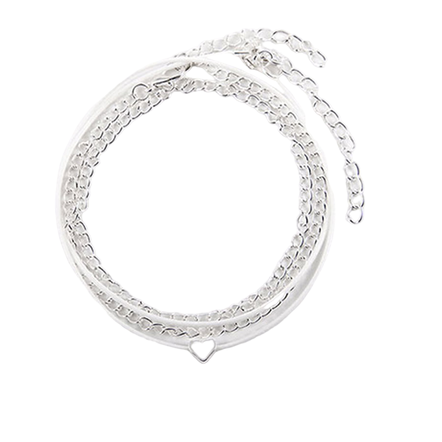 Bohemian Multi Strand Ankle Bracelet For Women With Silver Plated Heart
