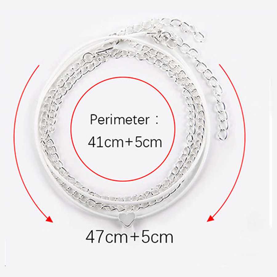 Bohemian Multi Strand Ankle Bracelet For Women With Silver Plated Heart