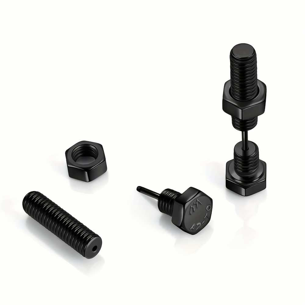 2pairs Stainless Steel Punk Screw Studs Earring For Men