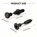 2pairs Stainless Steel Punk Screw Studs Earring For Men