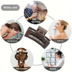 10PCS Women's Multi Color Geometric Flower Hair Clips Matte Plastic Set