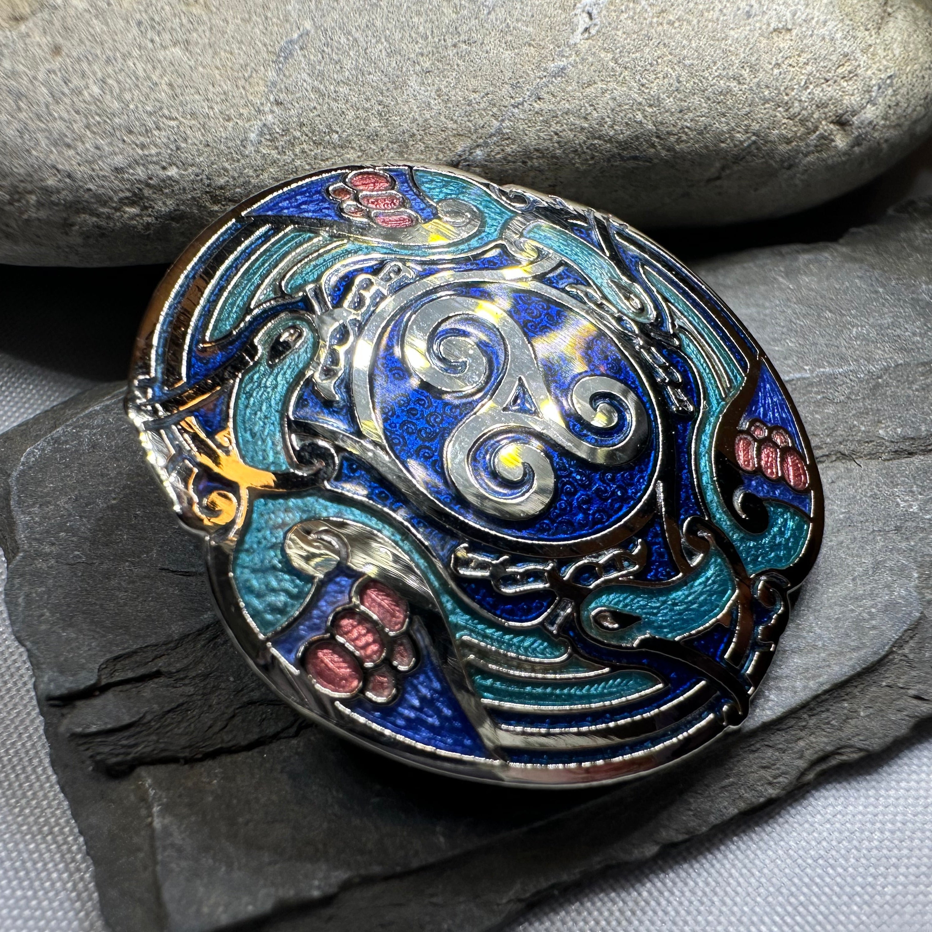 Celtic Birds Enamel Brooch