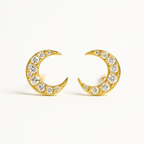 Celestial Moon Stud 14K Gold Earrings