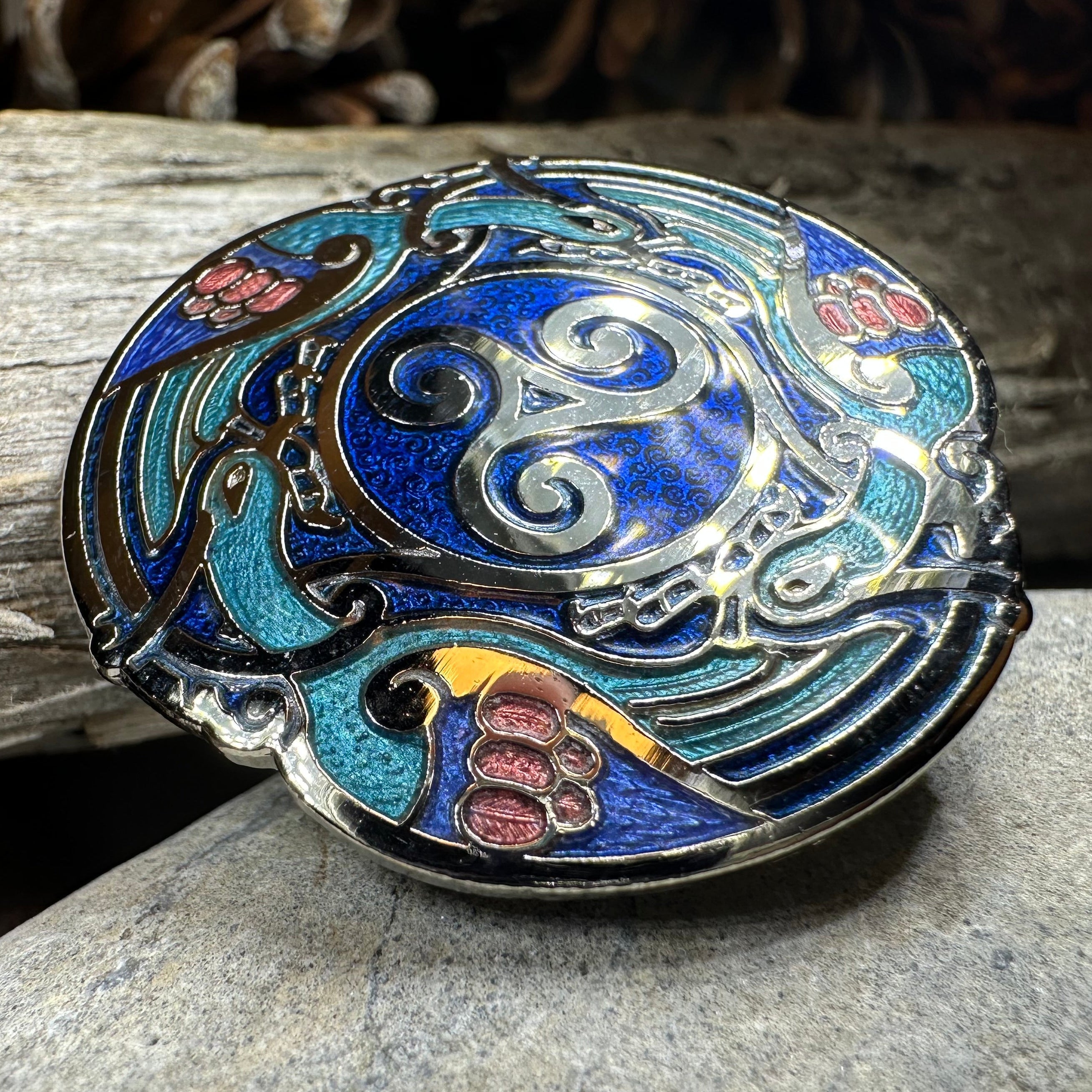 Celtic Birds Enamel Brooch