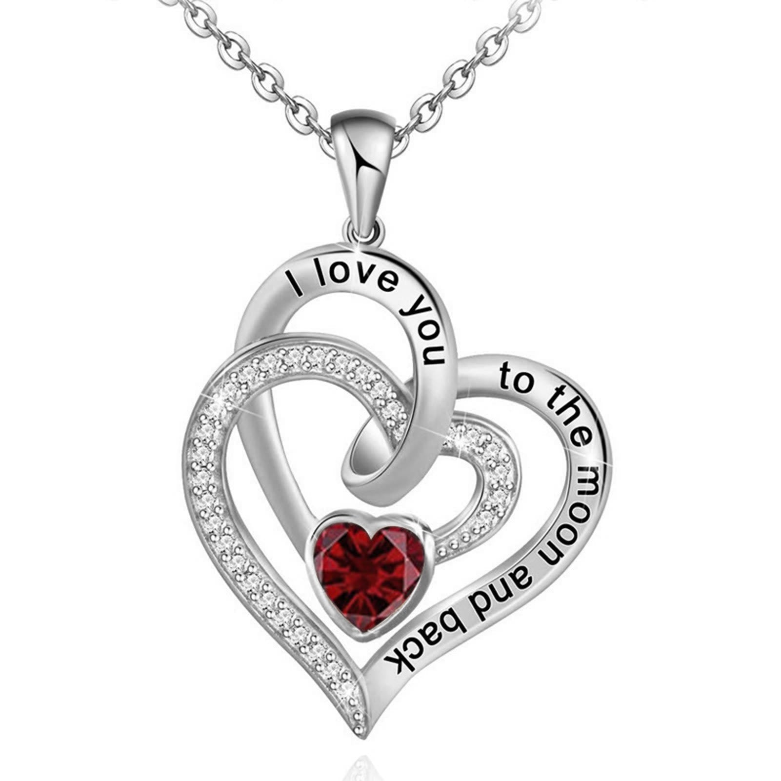 Olivenorma Hearts and Hearts Birthstone Gift Card Necklace