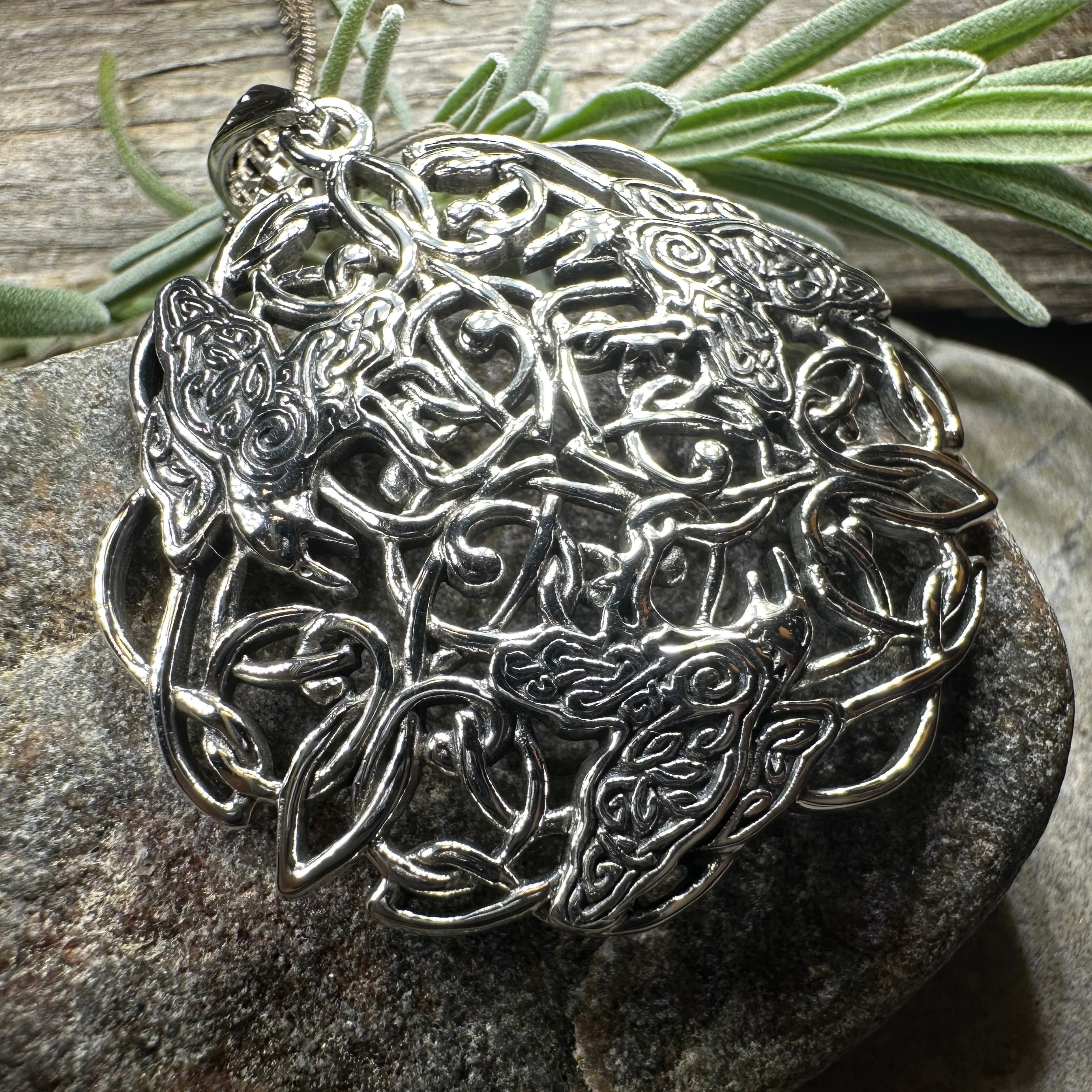 Pictish Triple Celtic Raven Necklace