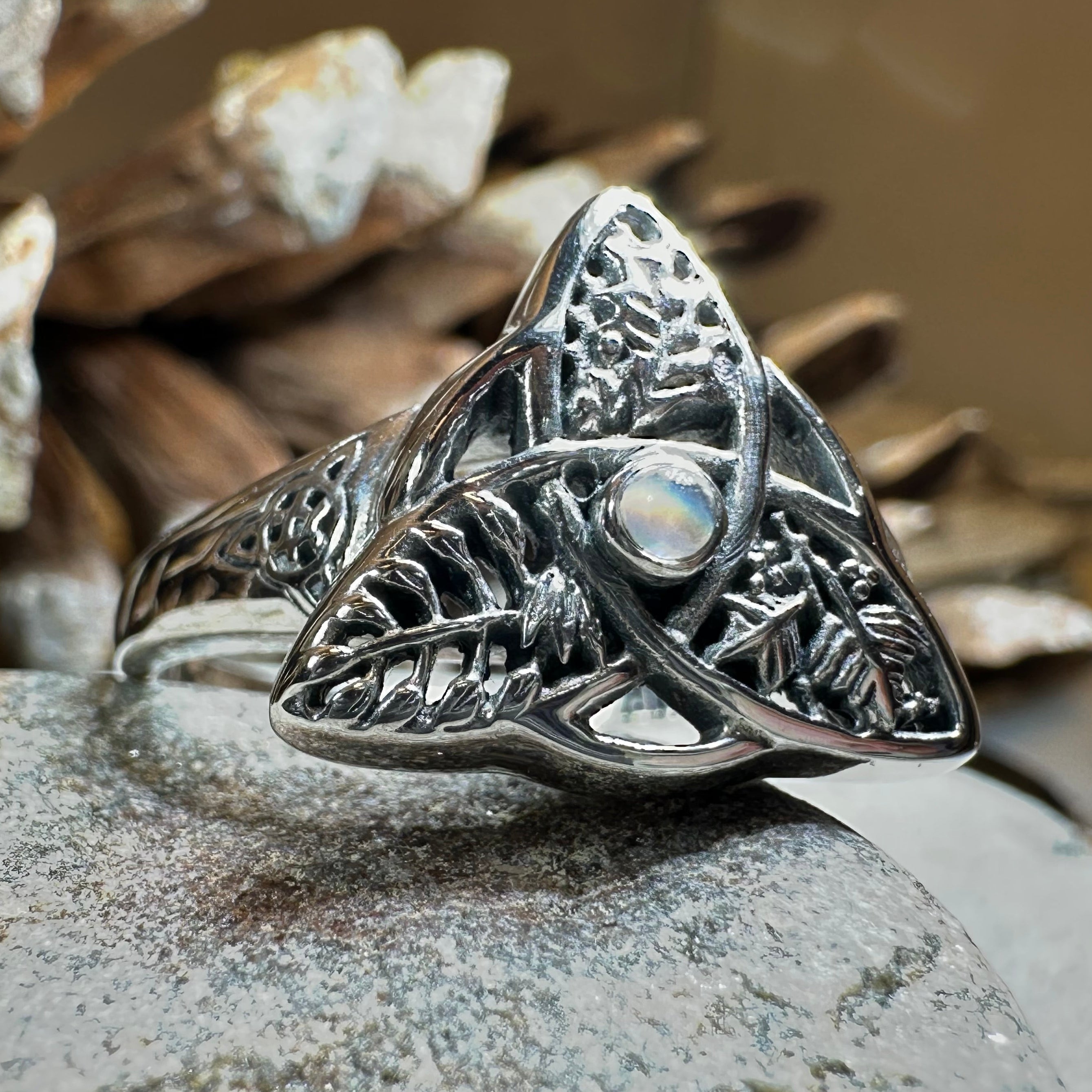 Oak Ash Thorn Moonstone Ring