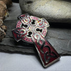 Enamel Celtic Cross Brooch