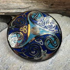 Round Enamel Triskele Knot Brooch