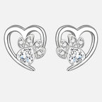 Paw and Heart Earrings with Zirconia
