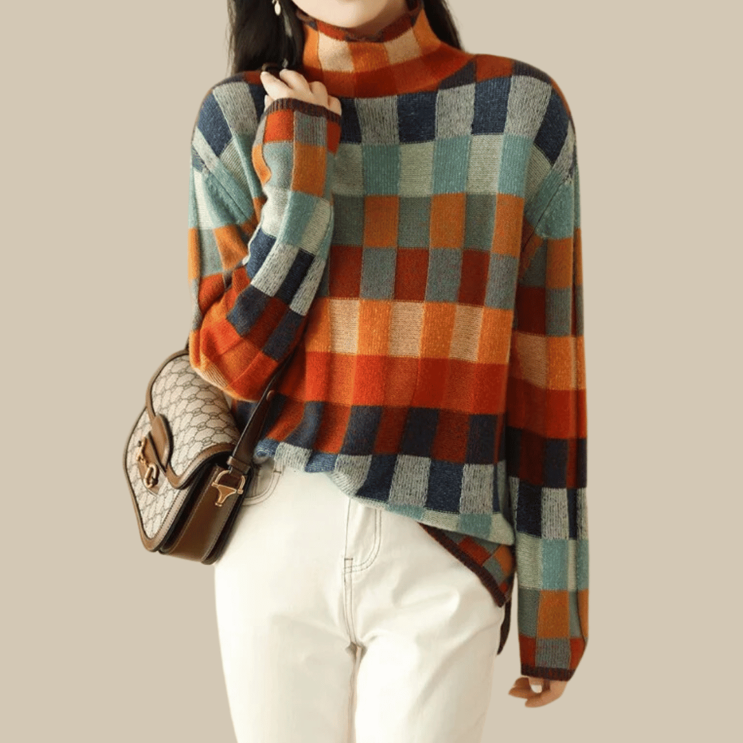 Ravelyn - Cashmere patchwork turtleneck Sweater