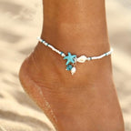Star Shell Anklet with Gemstones