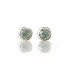 Green Amethyst Stud Sterling Silver Earrings