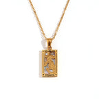 Olivenorma Stainless Steel 18k Gold Plated Tarot Card Necklace