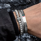 Men's Braided CZ Leopard Head Bracelet Stainless Steel Jewelry