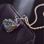 Olivenorma Natural Labradorite Irregular Stone Geode Necklace