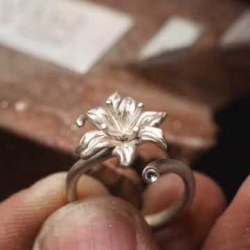 Silvered Lotus Ring