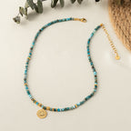 Olivenorma Natural Blue Turquoise Beaded Evil Eye Necklace