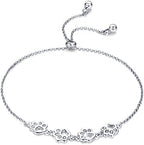 Sterling Silver Paw Print Bracelet – Adjustable Fit