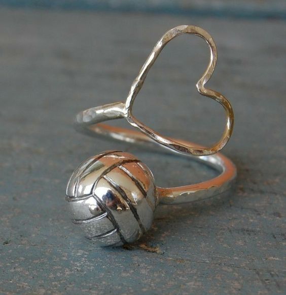 Love Volleyball Silver Ring