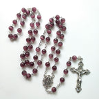 Olivenorma Purple Cat's Eye Stone Cross Rosary Necklace