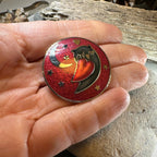 Red Enamel Owl Love Brooch