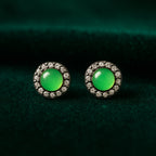 Chrysoprase Stud Sterling Silver Earrings