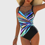 Fashionable High Elasticity Swimsuit with Crossed Front Detail