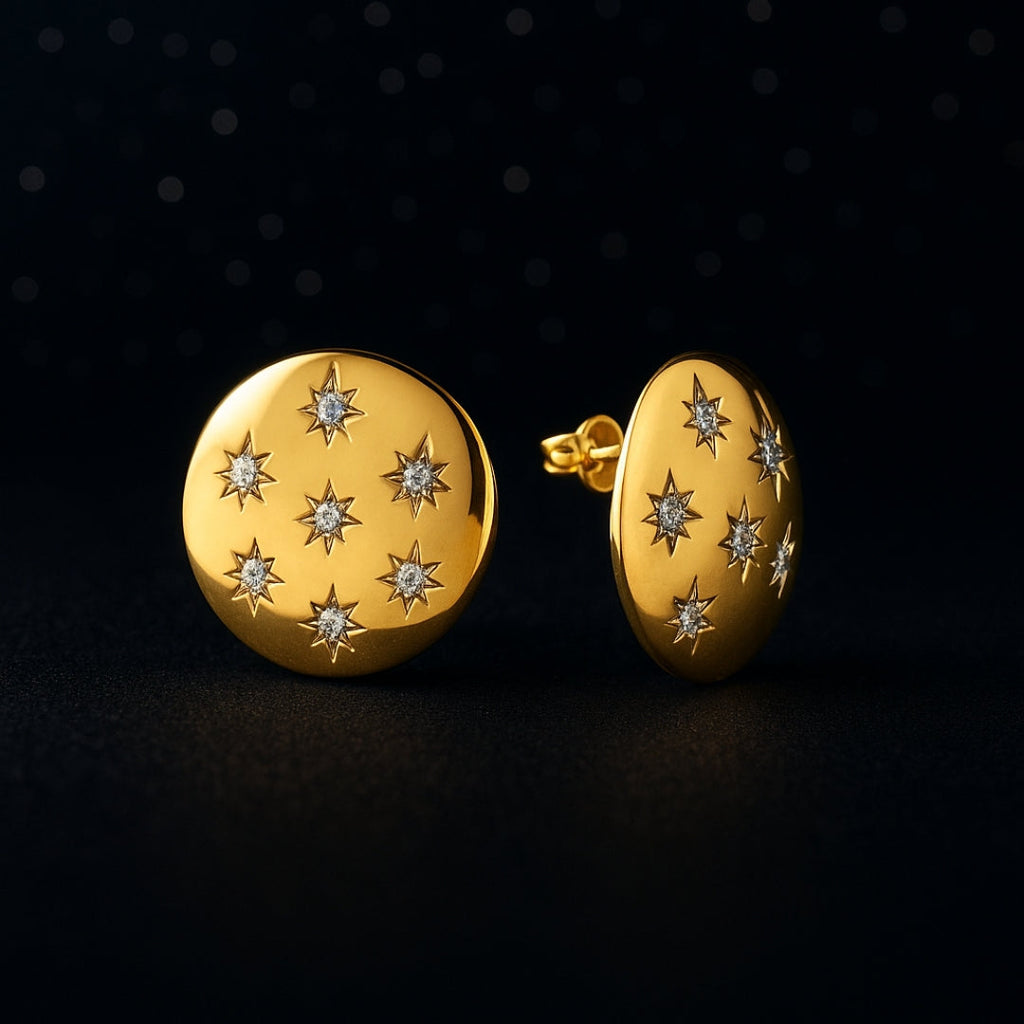 Celestial Dome Stud Gold Earrings
