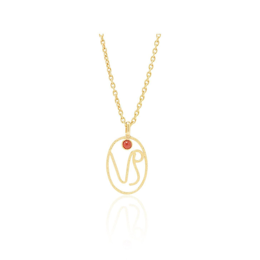 Olivenorma Hollow Zodiac Rune Birthstone Necklace