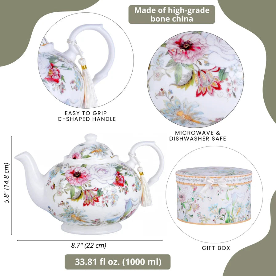 Dream Garden Fine China Teapot