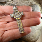 Large Artisan Irish Claddagh Cross Necklace