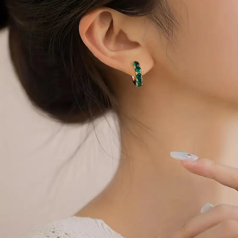 Emerald Chic Gold Drop Earrings