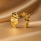 Wave Statement Stud Gold Earrings