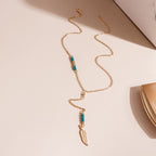 Olivenorma Turquoise Leaf Pendant Bohemian Necklace