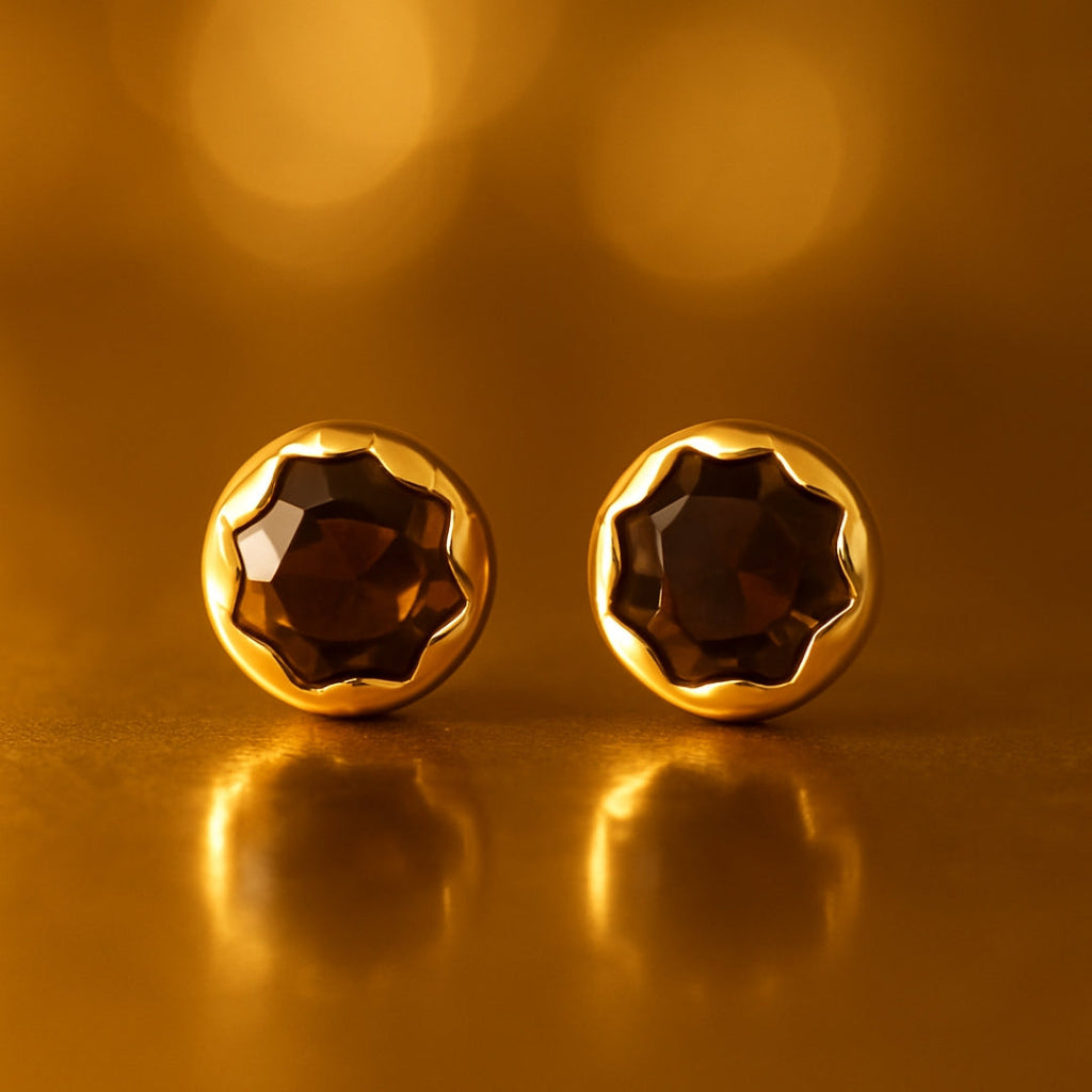 Quartz Molten Stud 14K Gold Earrings