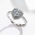 Women's Adjustable Zirconia Heart Silver Plated Ring