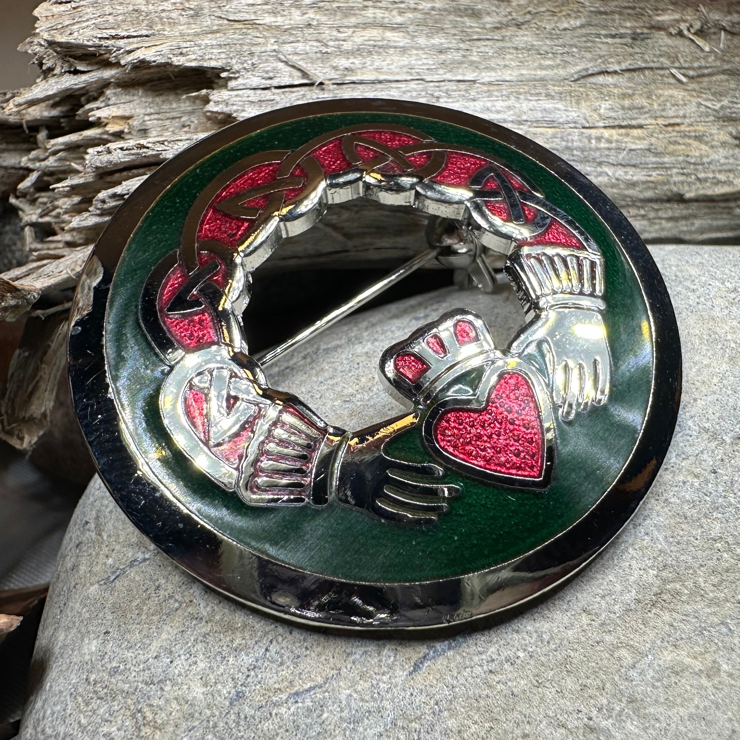 Enamel Irish Claddagh Brooch