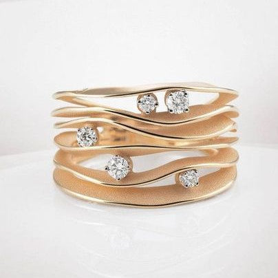 Vintage Layer Gold Zirconia Dune Ring