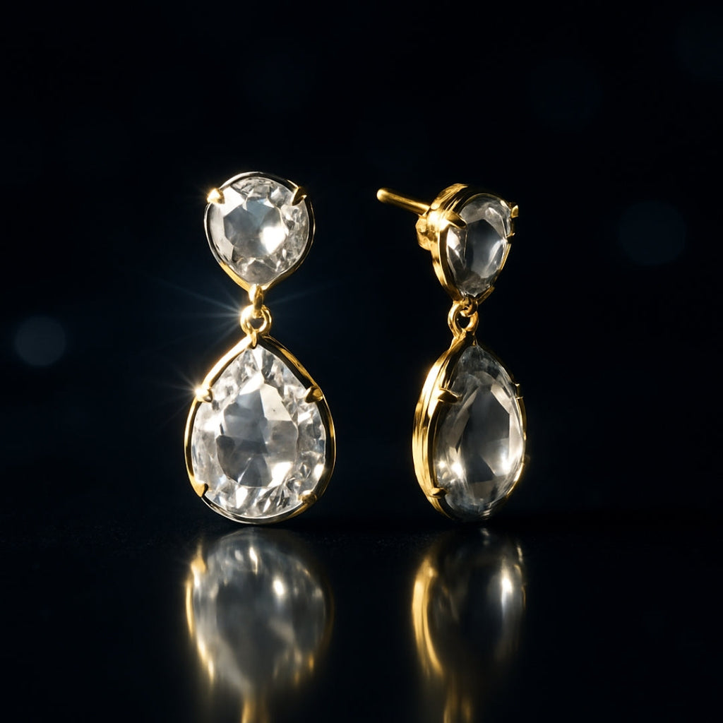 Statement Georgian Drop Golden Earrings